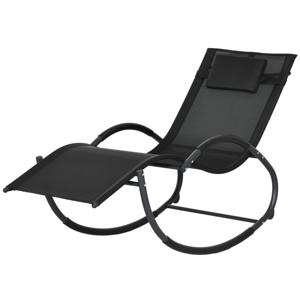Outsunny Tuinschommelstoel Ligstoel, inclusief hoofdsteun, 155 cm x 61 cm x 88 cm, Zwart