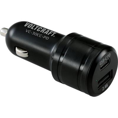 VOLTCRAFT VC-30CC-PD USB-oplader 30 W 1x USB-A, 1x USB-C USB PD Zwart Auto USB Power Delivery (USB-PD)