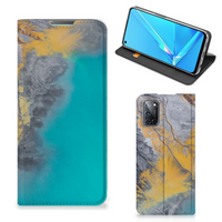 OPPO A52 | A72 Standcase Marble Blue Gold - thumbnail