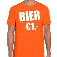 Koningsdag t-shirt bier 1 euro oranje voor heren