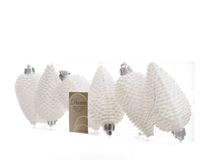 Dennenappel plastic glitter hang diameter 4.5x8cm winterwit - Ksd