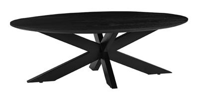 LABEL51 Ovale Salontafel 'James' Mangohout, 130 x 70cm, kleur Zwart