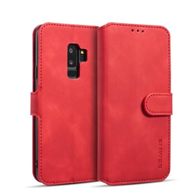 Dg. MING retro olie kant horizontale flip case met houder & kaartsleuven & portemonnee voor Galaxy S9 PLUS (rood)