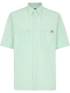 Dolce & Gabbana chemise Hawaii à plaque logo - Vert