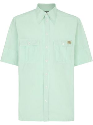 Dolce & Gabbana chemise Hawaii à plaque logo - Vert