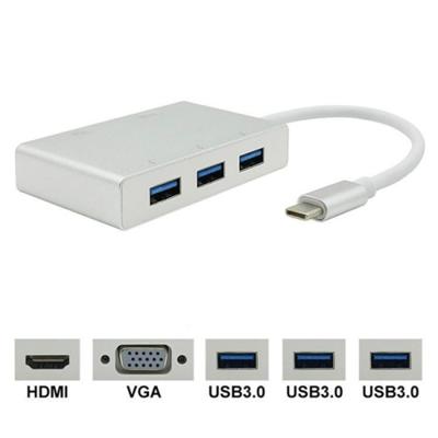 USB C naar HDMI VGA USB hub adapter 5 in 1 USB 3 1 Converter voor laptop voor MacBook ChromeBook pixel Huawei MateBook