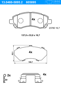 Remblokkenset, schijfrem ATE, u.a. für Subaru