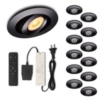 Set LED-inbouwspot met afstandsbediening Piccolo zwart 3W dimbaar 1-12 stuks
