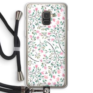Sierlijke bloemen: Samsung Galaxy A8 (2018) Transparant Hoesje met koord