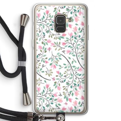 Sierlijke bloemen: Samsung Galaxy A8 (2018) Transparant Hoesje met koord