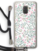 Sierlijke bloemen: Samsung Galaxy A8 (2018) Transparant Hoesje met koord