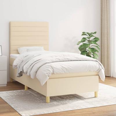 Boxspring met matras stof crèmekleurig 90x200 cm