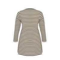 Yoek gestreepte longsleeve zwart/ecru - thumbnail