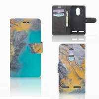 Lenovo K6 Bookcase Marble Blue Gold - thumbnail