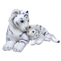 Wild Republic Pluche witte tijger met jong knuffel - 38 cm - Tijgers Wilde dieren knuffels - thumbnail