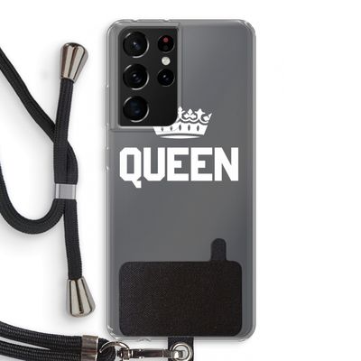 Queen zwart: Samsung Galaxy S21 Ultra Transparant Hoesje met koord