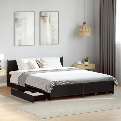 Bedframe met lades bewerkt hout bruin eikenkleur 135x190 cm