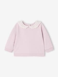 Baby sweatshirt met geborduurde kraag rozen