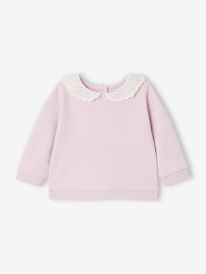 Baby sweatshirt met geborduurde kraag rozen