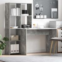 Bureau met plank Betongrijs 138.5 x 55 x 143 cm Bewerkt hout