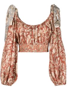 ZIMMERMANN blouse en soie Chintz à fleurs - Marron