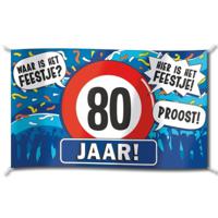 Gevelvlag verjaardag 80 jaar - 100 x 150 cm - feestartikelen/versiering - polyester - thumbnail