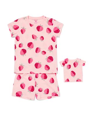 HEMA Kindershortama aardbeien roze (roze)