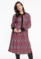 Yoek Jurk met strik PIED DE POULE | Rood | Maat 46/48