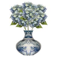 Kunstbloem Hortensia tak - 8x - 50 cm - licht blauw - kunst zijdebloem - Hydrangea - decoratie bloem - thumbnail