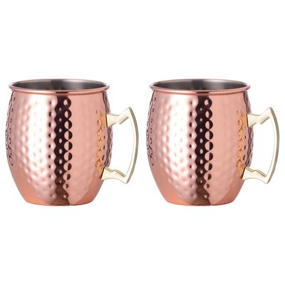 Moscow Mule glas/beker - 2x - RVS metaal - koperkleurig - 500 ml - luxe cocktailglazen