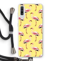 Flamingo's geel: Samsung Galaxy A70 Transparant Hoesje met koord