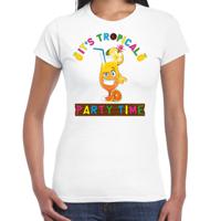 Tropical party T-shirt voor dames - party time - wit - carnaval - tropisch themafeest