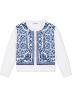 Dolce & Gabbana Kids cardigan en soie mélangée à imprimé Majolica - Blanc - thumbnail