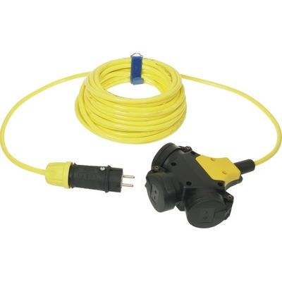 Verlengsnoer 10M PUR kabel 3x1,5mm² 3-voudig geel