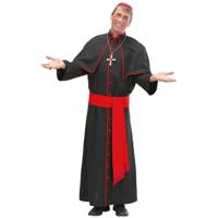 Widmann Bisschop kostuum - zwart/rood - voor heren - kardinaal - paus - verkleedkleding