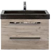 Seville Badmeubelset 80 cm - Craft Oak - Wastafel Hardsteen Wit Lucca
