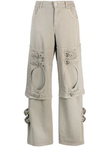 Blumarine buckle-detail boyfriend jeans - Gris