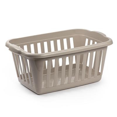 Wasmand - beige - kunststof - 40 liter - 60 x 40 x 26 cm - manden voor wasgoed - huishouden