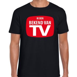 Bekend van TV fun tekst t-shirt zwart voor heren