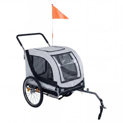 2-in-1 Fietskar voor Honden Opvouwbaar Frame met Zwenkbaar Voorwiel en 2 Luchtbanden Reflectoren Draagvermogen 80 kg