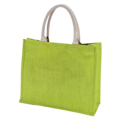 Jute boodschappen strandtas - groen - 42 x 36 cm - Strandartikelen beach bags/shoppers
