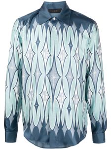 AMIRI argyle-print silk shirt - Bleu