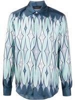 AMIRI argyle-print silk shirt - Bleu - thumbnail