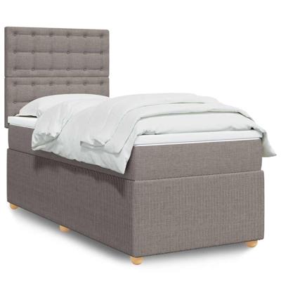 Boxspring met matras stof taupe 90x190 cm