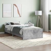 Bedframe bewerkt hout betongrijs 90x190 cm Bedframe bewerkt hout betongrijs 90x190 cm