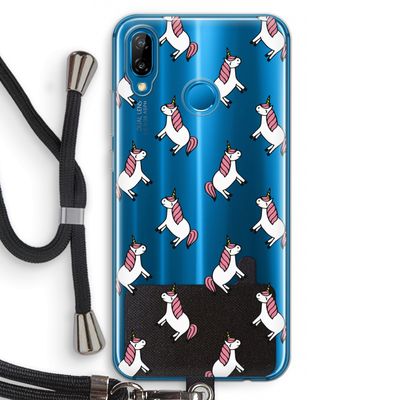 Eenhoorns overal: Huawei P20 Lite Transparant Hoesje met koord