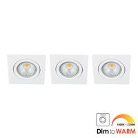 Set 3x Bella Ondiepe LED spot kantelbaar 7Watt vierkant WIT IP65 dimbaar - dim to warm