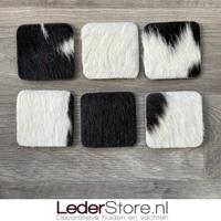 Koeienhuid onderzetters zwart wit 10x10cm - thumbnail