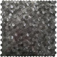 Zelfklevende Mini Hexagon Mozaïek Tegel - Gunmetal - 30x30 cm