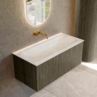 Badmeubel Mondiaz Kurve-Dlux | 100 cm cm | Meubelkleur Shadow | Wastafelkleur Ostra | Solid surface | Wasbak midden spoelbak | Zonder kraangat(en)